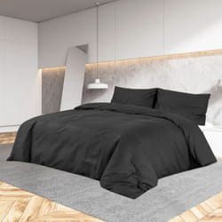 vidaXL Ensemble de housse de couette Noir 200x220 cm Microfibre légère - 200 x 220 cm