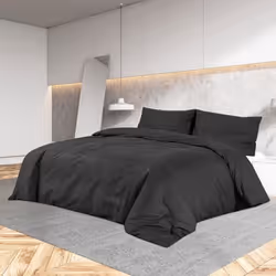 vidaXL Ensemble de housse de couette Noir 140x200 cm Microfibre légère - 140 x 200 cm