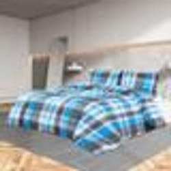 vidaXL Ensemble de housse de couette Bleu et gris 200x200 cm Coton - 200 x 200 cm