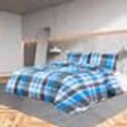 vidaXL Ensemble de housse de couette Bleu et gris 200x200 cm Coton - 200 x 200 cm