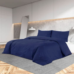 vidaXL Ensemble de housse de couette Bleu marine 140x200 cm Coton - 140 x 200 cm