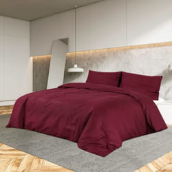 vidaXL Ensemble de housse de couette Bordeaux 220x240 cm Coton - 220 x 240 cm
