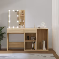 Coiffeuse à LED vraiment simple mais fonctionnelle avec armoire, s'adapte parfaitement à différents types d'intérieurs. Matér ...