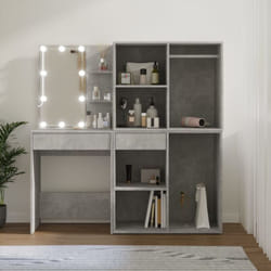 Vidaxl - Coiffeuse à led avec 2 armoires Gris béton Bois d'ingénierie