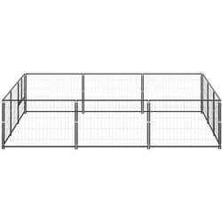 Chenil Noir 9 m² Acier - Vidaxl