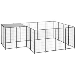Chenil Noir 6,05 m² Acier Vidaxl