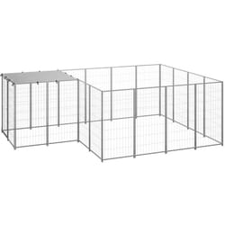 Chenil Argenté 6,05 m² Acier vidaXL