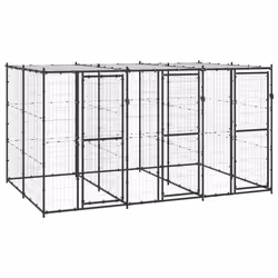 vidaXL Chenil extérieur Acier avec toit 7,26 m²