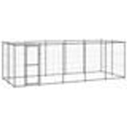 vidaXL Chenil extérieur Acier avec toit 12,1 m²