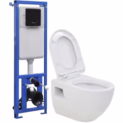 Ce WC suspendu, avec un réservoir de chasse dissimulé permettant d'économiser de l'eau, complète n'importe quelle salle de ba ...