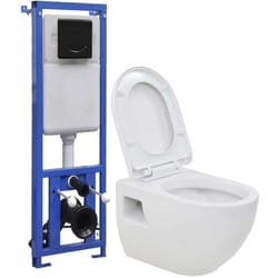 Vidaxl - Toilette suspendue au mur avec réservoir haut caché Céramique