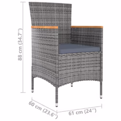 VidaXL 316696 chaise d'extérieur Terrace Siège rembourré Bois d'acacia, Polyester, Polyuréthane, Acier Gris - Vue supplémentaire 7