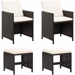 Cet ensemble de 4 chaises et tabourets de jardin complète parfaitement votre jardin, terrasse et espace de vie extérieur. Ave ...