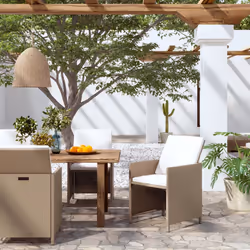 VidaXL 316777 chaise d'extérieur Terrace Siège rembourré Polyester, Polyuréthane, Acier Crème, Blanc