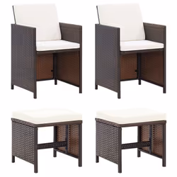 VidaXL 316780, Terrace, Siège rembourré, Polyester, Polyuréthane, Acier, Crème, Blanc, 520 mm, 600 mm