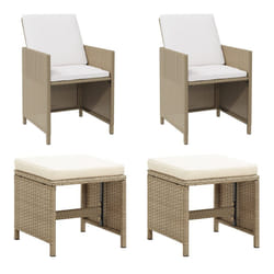 VidaXL 316781 chaise d'extérieur Terrace Siège rembourré Polyester, Polyuréthane, Acier Crème, Blanc