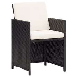 VidaXL 316802 chaise d'extérieur Terrace Siège rembourré Polyester, Polyéthylène, Rotin, Acier Noir, Crème, Blanc