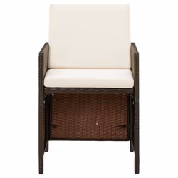 VidaXL 316803 chaise d'extérieur Terrace Siège rembourré Polyester, Polyéthylène, Rotin, Acier Marron, Crème, Blanc
