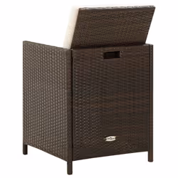 VidaXL 316803 chaise d'extérieur Terrace Siège rembourré Polyester, Polyéthylène, Rotin, Acier Marron, Crème, Blanc - Vue supplémentaire 5