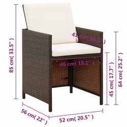 VidaXL 316803 chaise d'extérieur Terrace Siège rembourré Polyester, Polyéthylène, Rotin, Acier Marron, Crème, Blanc - Vue supplémentaire 8