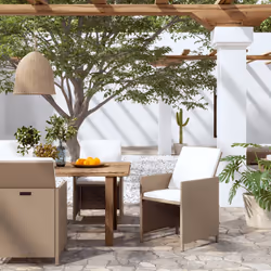 VidaXL 316804 chaise d'extérieur Terrace Siège rembourré Polyuréthane, Acier Beige, Crème, Blanc