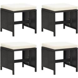 Vidaxl - Tabourets de jardin avec coussins lot de 4 noir résine tressée