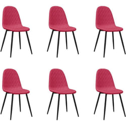 Vidaxl - Chaises à manger lot de 6 rouge bordeaux velours