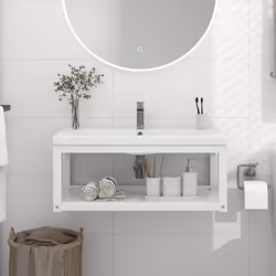 Avec ce cadre de lavabo mural pour salle de bain, vous pouvez créer un espace de rangement supplémentaire pour votre salle de ...
