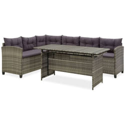 vidaXL Salon de jardin 2 pcs avec coussins Résine tressée Gris