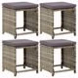 vidaXL Tabourets de jardin lot de 4 avec coussins Résine tressée Gris