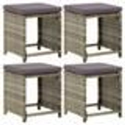 vidaXL Tabourets de jardin lot de 4 avec coussins Résine tressée Gris