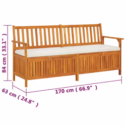 VidaXL 316738 banc de jardin Bois d'acacia, Tissu, Polyester - Vue supplémentaire 8