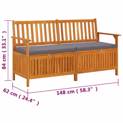 VidaXL 316741 banc de jardin Bois d'acacia, Tissu, Polyester - Vue supplémentaire 8