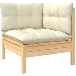 Vidaxl - Canapé d'angle de jardin avec coussins crème Bois de pin massif