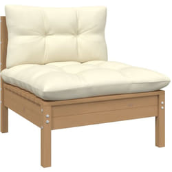 Canapé central de jardin avec coussins Marron miel Bois de pin vidaXL