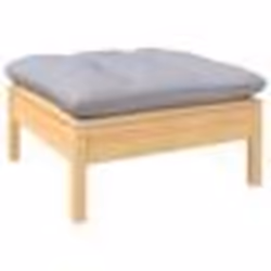 vidaXL Repose-pied de jardin avec coussin gris Bois de pin massif - TU