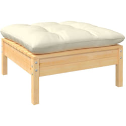 Vidaxl - Repose-pied de jardin avec coussin crème Bois de pin massif