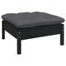vidaXL Repose-pied de jardin avec coussin anthracite Bois de pin Noir