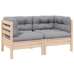 vidaXL Canapé 2 places de jardin pin gris