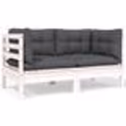 vidaXL Canapé 2 places de jardin et coussins Blanc Bois de pin solide - TU