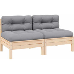 vidaXL Canapé 2 places de jardin et coussins gris Bois de pin solide - TU