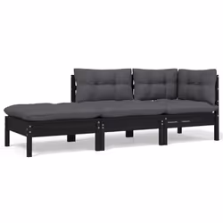 VidaXL 806668, Noir, Bois, Tissu, Polyester, Adultes et enfants, 5 cm, 60 cm, 60 cm