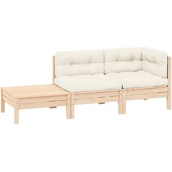 Vidaxl - Salon de jardin 3 pcs avec coussins crème Bois de pin massif