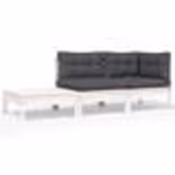 vidaXL Salon de jardin 3 pcs avec coussins Blanc Bois de pin massif - TU