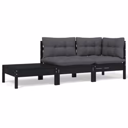 VidaXL 806674, Noir, Bois, Tissu, Polyester, Adultes et enfants, 5 cm, 60 cm, 60 cm