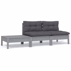 VidaXL 806684, Gris, Bois, Tissu, Polyester, Adultes et enfants, 5 cm, 60 cm, 60 cm
