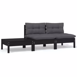 VidaXL 806686, Noir, Bois, Tissu, Polyester, Adultes et enfants, 5 cm, 60 cm, 60 cm