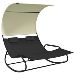 VidaXL 317587 chaise d'extérieur Linge Siège rembourré Polyester, Acier Noir, Crème