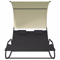 VidaXL 317587 chaise d'extérieur Linge Siège rembourré Polyester, Acier Noir, Crème