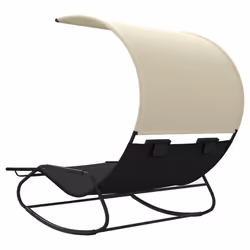 VidaXL 317587 chaise d'extérieur Linge Siège rembourré Polyester, Acier Noir, Crème - Vue supplémentaire 5